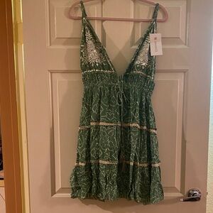 NWOT Ananta Elegant Green Embroidered Mini Dress, Size L/XL